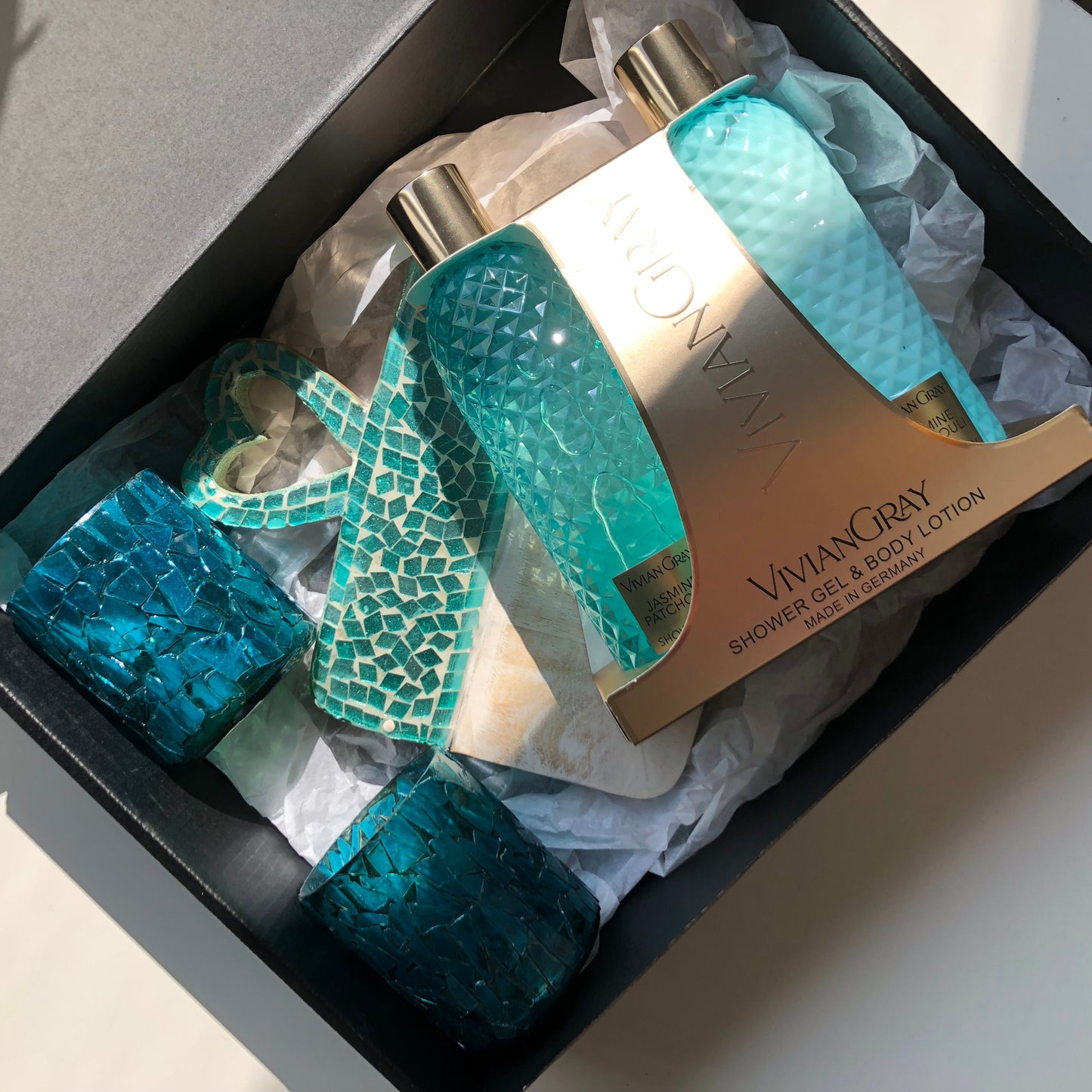 Luxe Me-Time Set met Aqua Apero Plankje & Waxinelichtjes