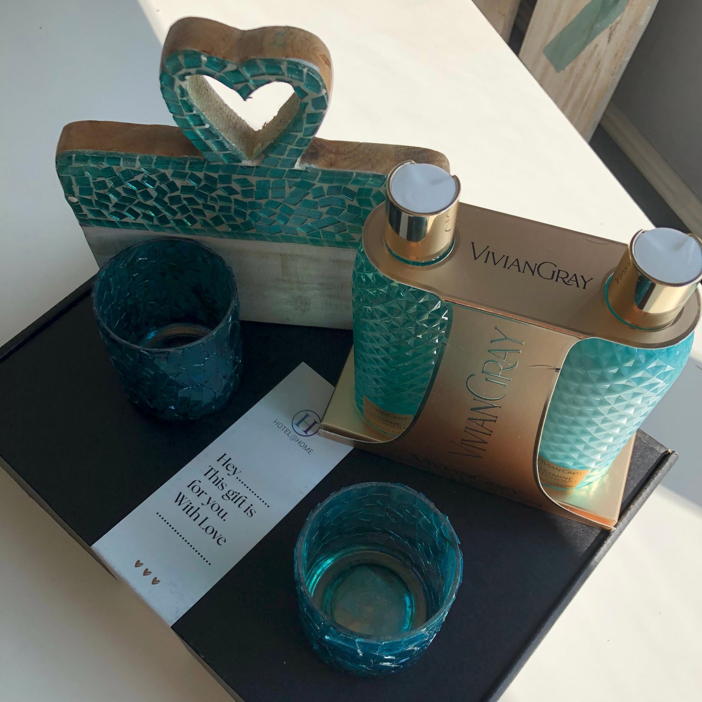 Luxe Me-Time Set met Aqua Apero Plankje & Waxinelichtjes