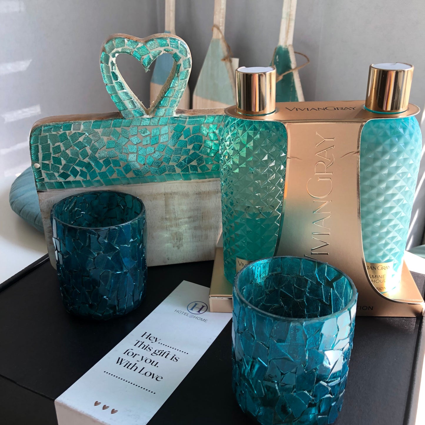 Luxe Me-Time Set met Aqua Apero Plankje & Waxinelichtjes